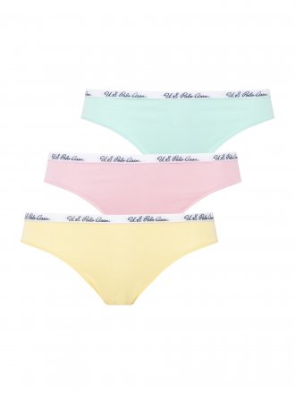U.S.POLO ASSN brasilské kalhotky 66275 3PACK mint, žlutá, růžová